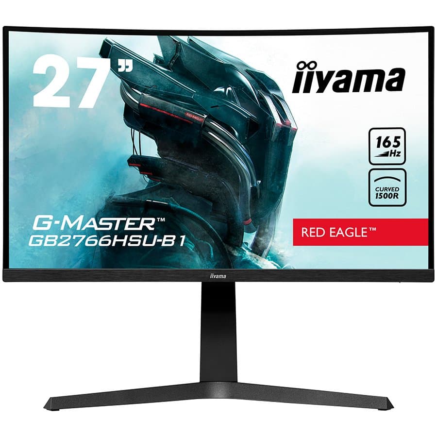 IIYAMA Monitor 27" ETE VA-panel, Curved Gaming 1500R, G-Master Red Eagle, FreeSync Premium, 1920x1080@165Hz, 250cd/m2, DP, 2xHDMI, 1ms, Speakers, USB-HUB (2x2.0), "GB2766HSU-B1"