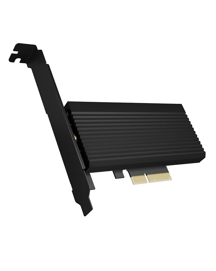 ADAPTOR Icy Box fixare bracket, SSD M.2 NVMe PCIe la PCIe 4.0 x3, radiator, metal, negru, "IB-PCI208-HS" — miniatură