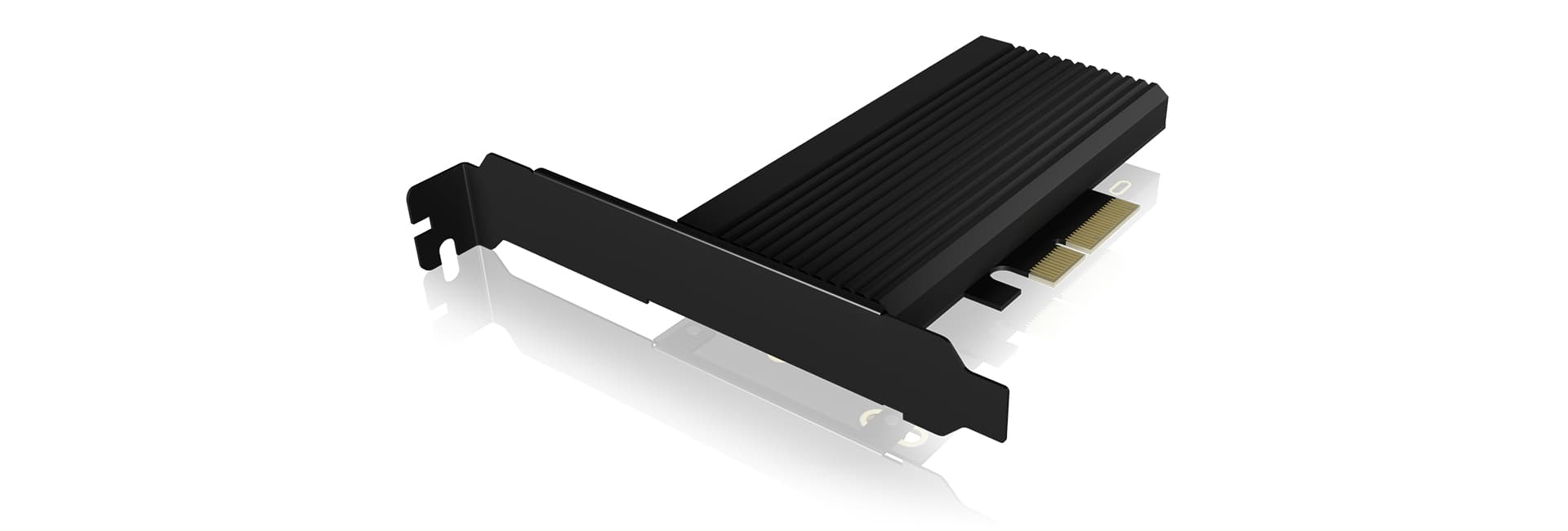 ADAPTOR Icy Box fixare bracket, SSD M.2 NVMe PCIe la PCIe 4.0 x3, radiator, metal, negru, "IB-PCI208-HS" — miniatură