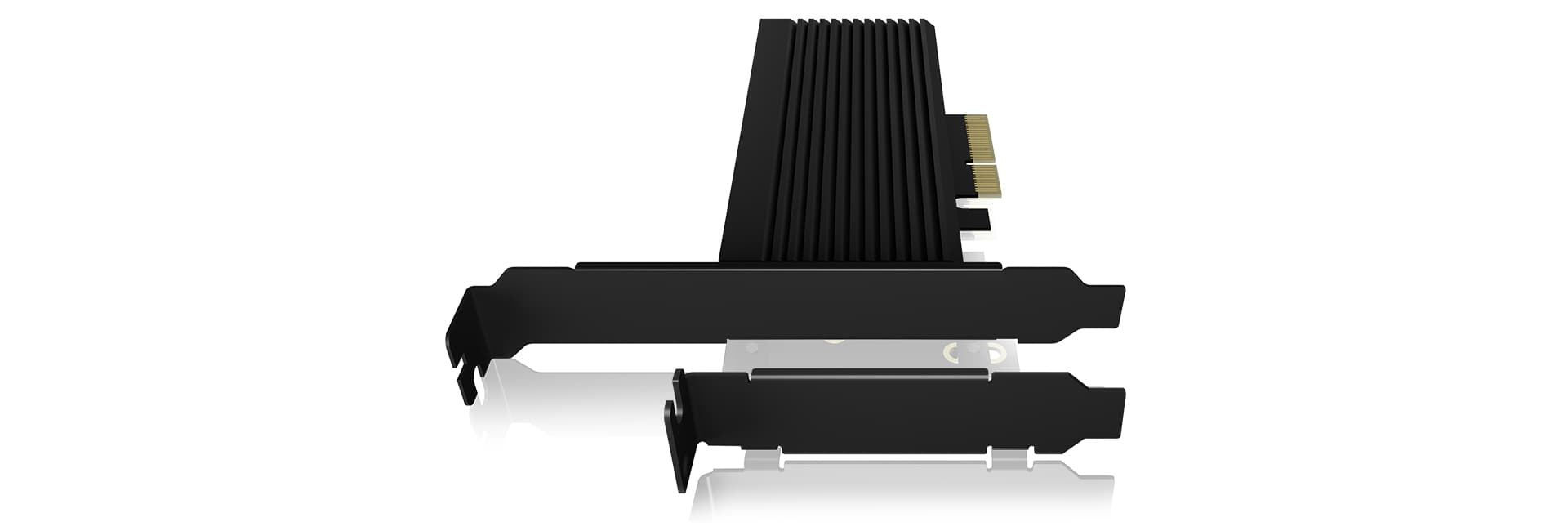ADAPTOR Icy Box fixare bracket, SSD M.2 NVMe PCIe la PCIe 4.0 x3, radiator, metal, negru, "IB-PCI208-HS" — miniatură