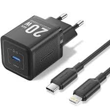 Alimentator retea Vention, 20W, PD 20W, 1 x USB-C, Cablu USB-C - Lightning inclus, negru, "TZ-FEPB0-EU-02" - 6922794786240