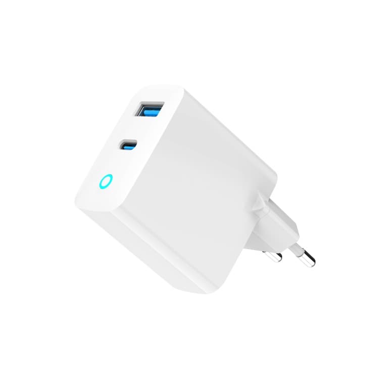 ALIMENTATOR retea 220V GEMBIRD, universal, 1 x USB Type-C D 65W, 1 x USB-A 3.0 QC 18W, indicator LED, tehnologie GaN, alb, "TA-UC-PDQC65L-W-01" — miniatură