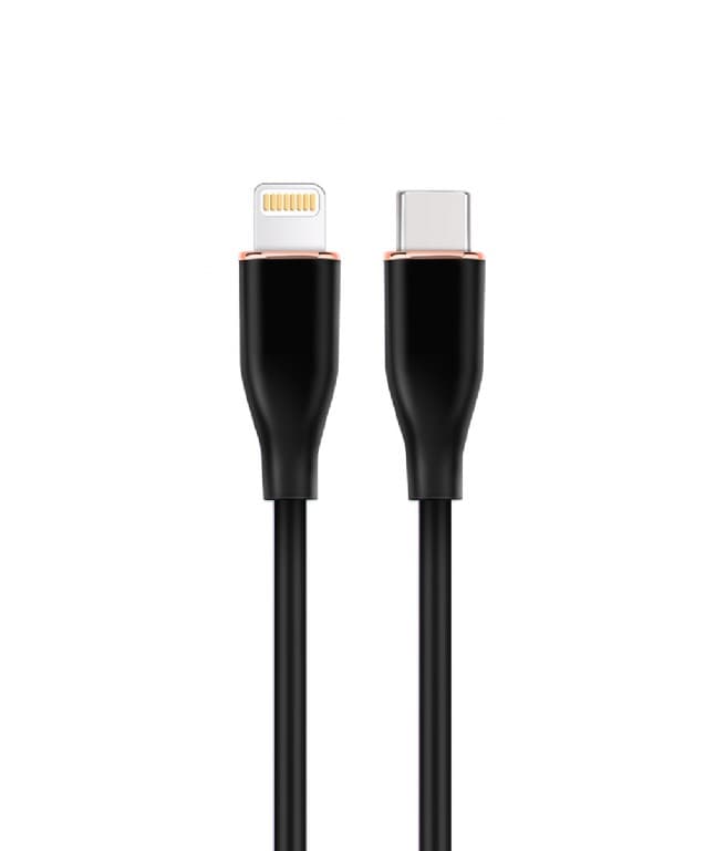 CABLU alimentare si date GEMBIRD, pt. smartphone, USB 2.0 Type-C (T) la Lightning (T), 20W, 1.5m, protectie silicon, negru, "CC-USB2S-CM8PM-1.5M-BK"