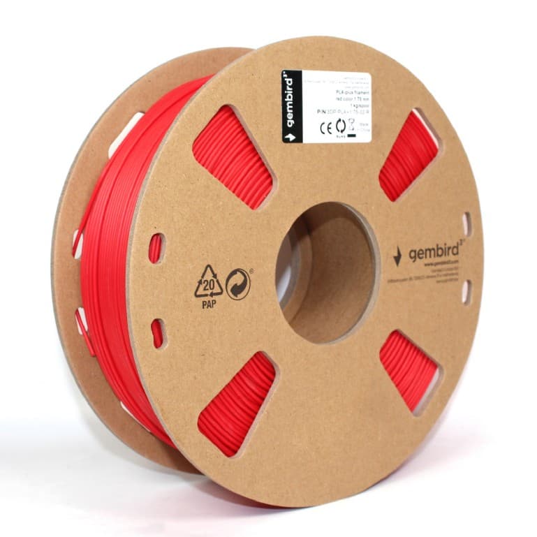 FILAMENT GEMBIRD pt. imprimanta 3d, PLA+, 1.75mm diamentru, 1Kg / bobina, aprox. 330m, topire 195-235 grC, red, "3DP-PLA+1.75-02-R" — miniatură