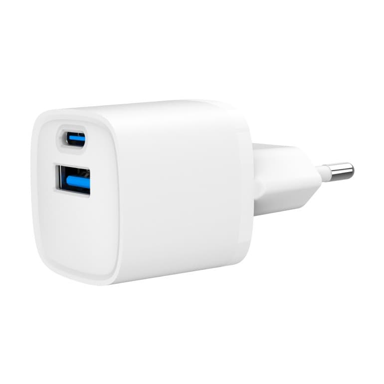 ALIMENTATOR retea 220V GEMBIRD, universal, 1 x USB Type-C D 20W, 1 x USB-A 3.0 QC 20W, alb, "TA-UC-PDQC20-W-01"