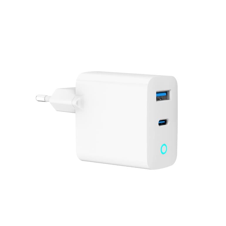ALIMENTATOR retea 220V GEMBIRD, universal, 1 x USB Type-C D 65W, 1 x USB-A 3.0 QC 18W, indicator LED, tehnologie GaN, alb, "TA-UC-PDQC65L-W-01" — miniatură