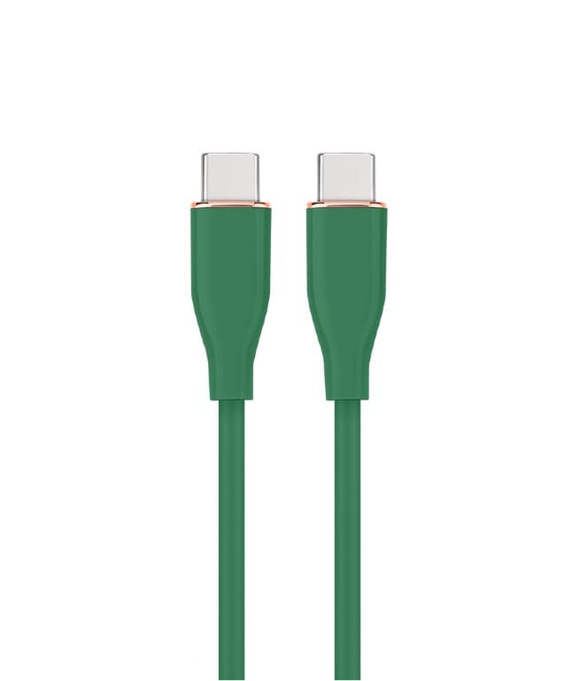CABLU alimentare si date GEMBIRD, pt. smartphone, USB 2.0 Type-C (T) la USB 2.0 Type-C (T), 60W, 1.5m, protectie silicon, verde, "CC-USB2S-CMCM-1.5M-G"