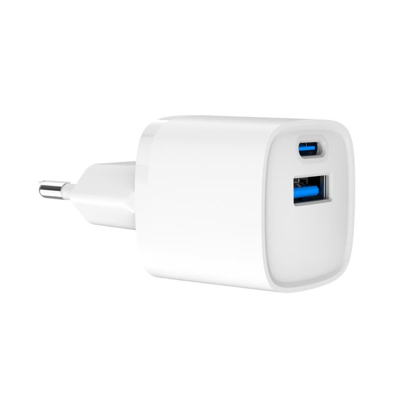 ALIMENTATOR retea 220V GEMBIRD, universal, 1 x USB Type-C D 20W, 1 x USB-A 3.0 QC 20W, alb, "TA-UC-PDQC20-W-01" — miniatură
