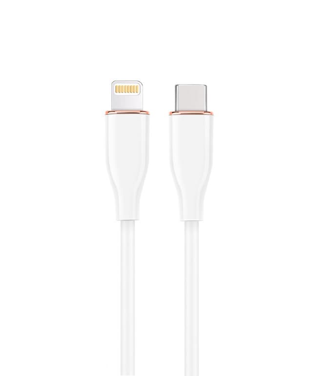 CABLU alimentare si date GEMBIRD, pt. smartphone, USB 2.0 Type-C (T) la Lightning (T), 20W, 1.5m, protectie silicon, alb, "CC-USB2S-CM8PM-1.5M-W"
