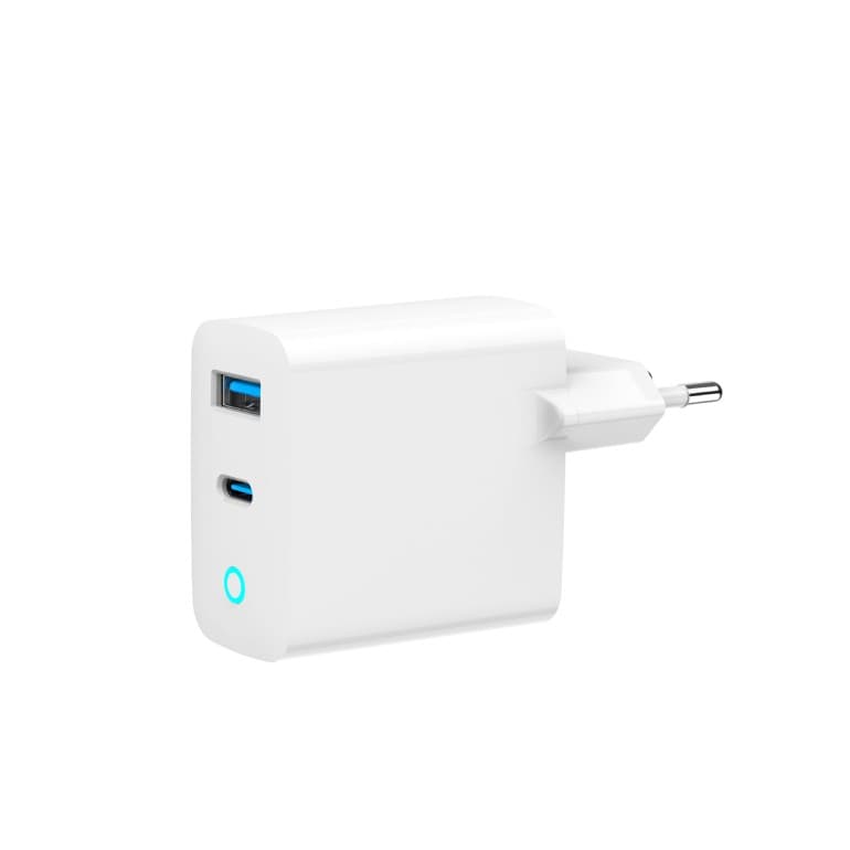 ALIMENTATOR retea 220V GEMBIRD, universal, 1 x USB Type-C D 65W, 1 x USB-A 3.0 QC 18W, indicator LED, tehnologie GaN, alb, "TA-UC-PDQC65L-W-01"
