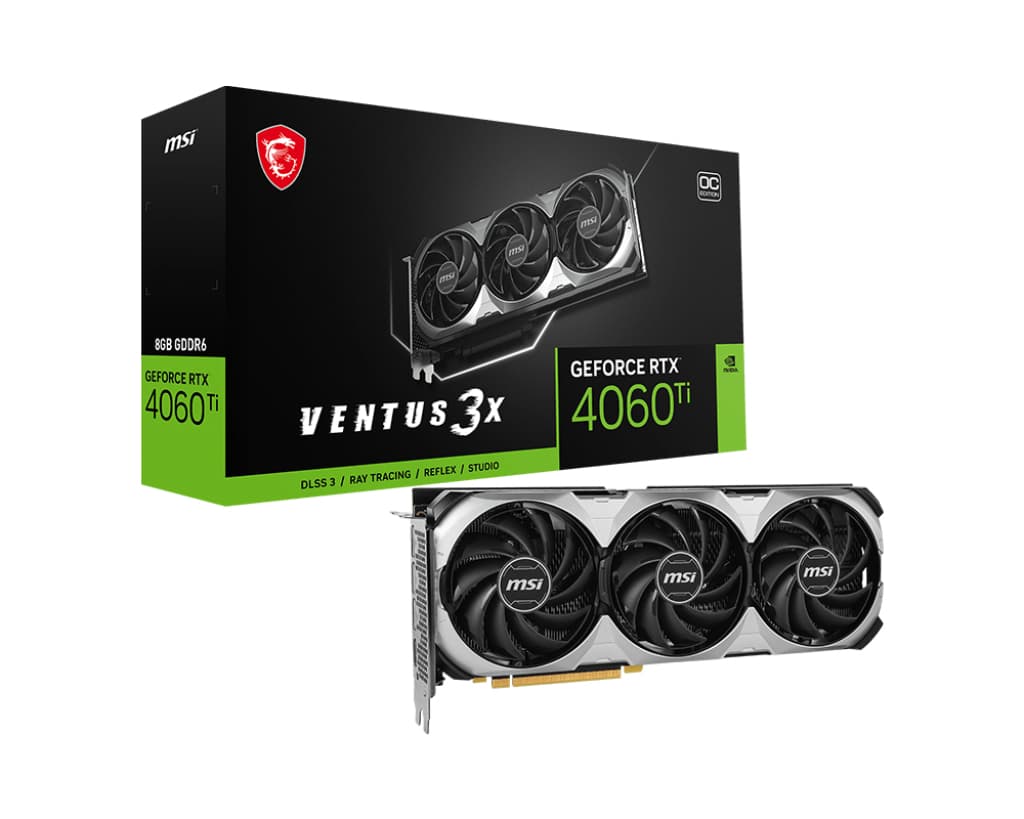 Placa video NVIDIA GeForce RTX 4060 Ti VENTUS 3X E OC 8GB, GDDR6, 128bit, Negru/Alb "V515-065R"