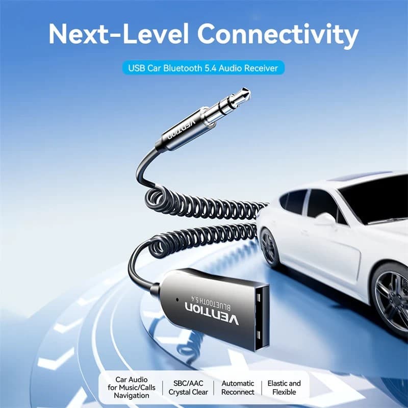 Adaptor Bluetooth audio Vention, conectare prin USB 2.0, Jack 3.5 mm, Bluetooth 5.4, Cablu 1.5m, gri, "NAIHG" - 6922794782969 — miniatură