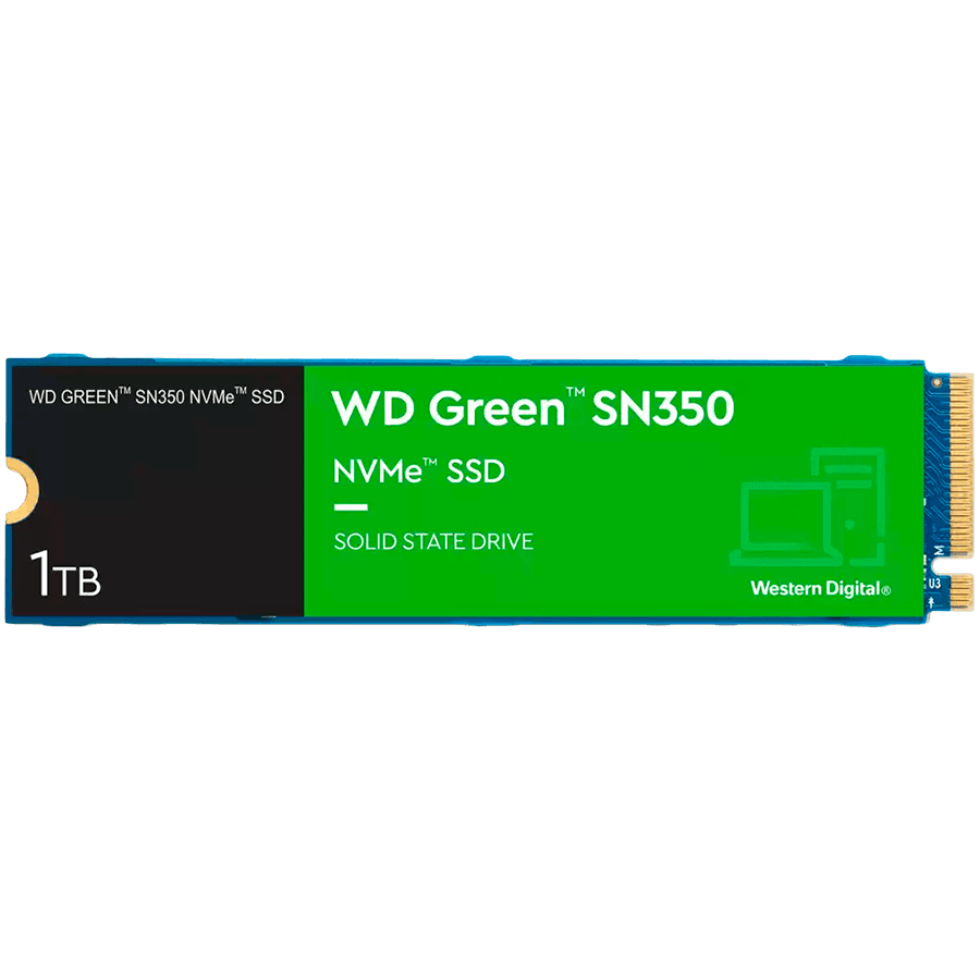 SSD WD Green SN350 1TB M.2 2280 PCIe Gen3 x4 NVMe QLC, Read/Write: 3200/2500 MBps, IOPS 300K/400K, TBW: 100 "WDS100T3G0C-00AZL0"