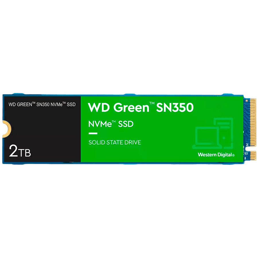 SSD WD Green SN350 2TB M.2 2280 PCIe Gen3 x4 NVMe QLC, Read/Write: 3200/3000 MBps, IOPS 500K/450K, TBW: 100 "WDS200T3G0C-00AZL0"