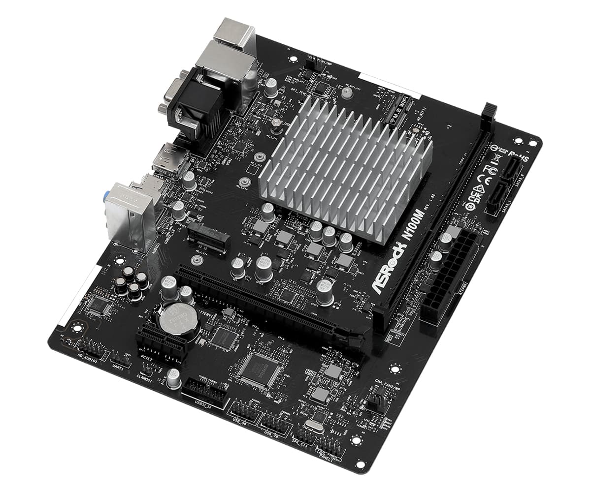 Placa de baza ASRock N100M Intel N100 CPU(3,4GHz) mATX HDMI/DVI DDR4 retail "90-MXBK80-A0UAYZ" — miniatură