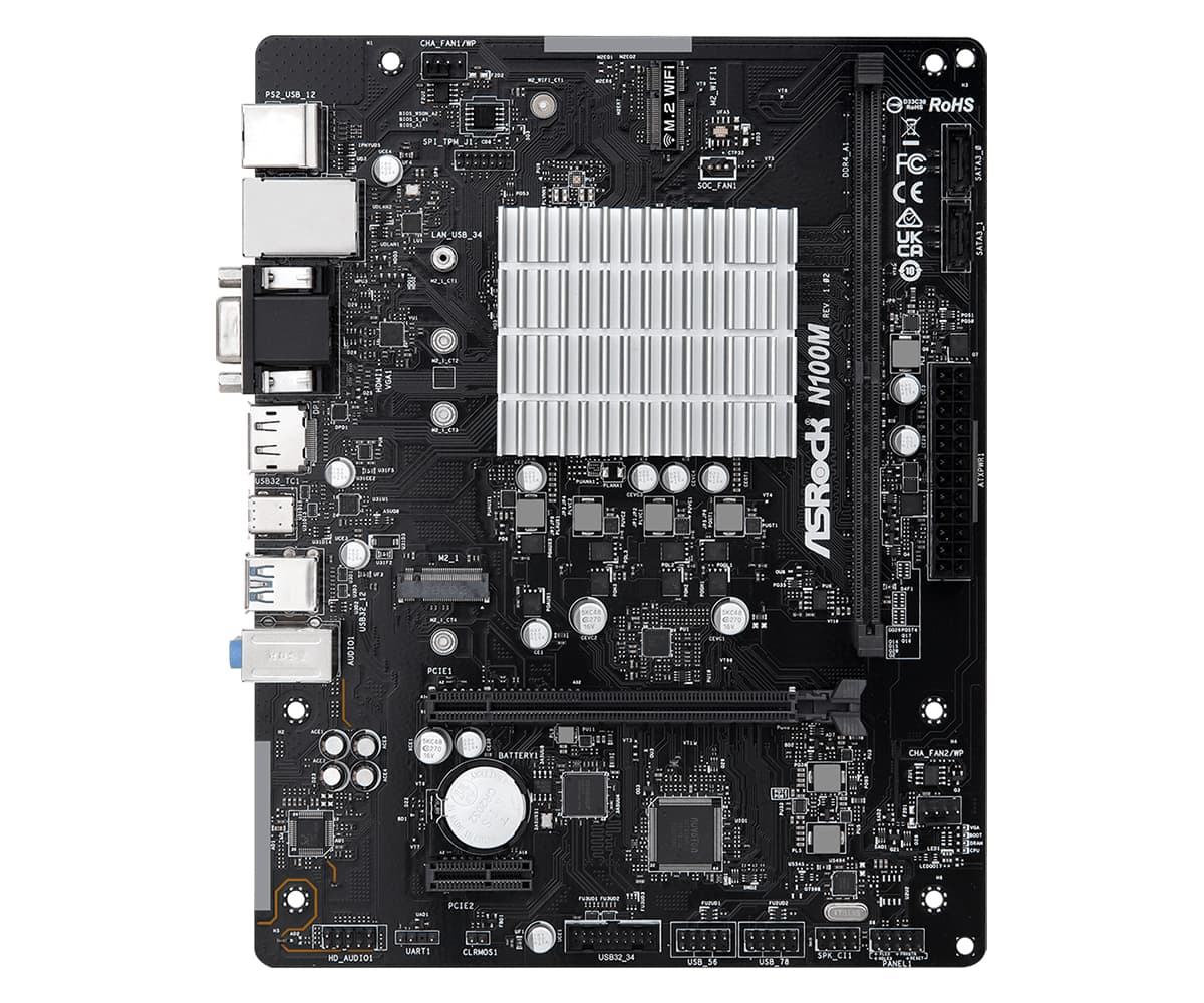 Placa de baza ASRock N100M Intel N100 CPU(3,4GHz) mATX HDMI/DVI DDR4 retail "90-MXBK80-A0UAYZ"