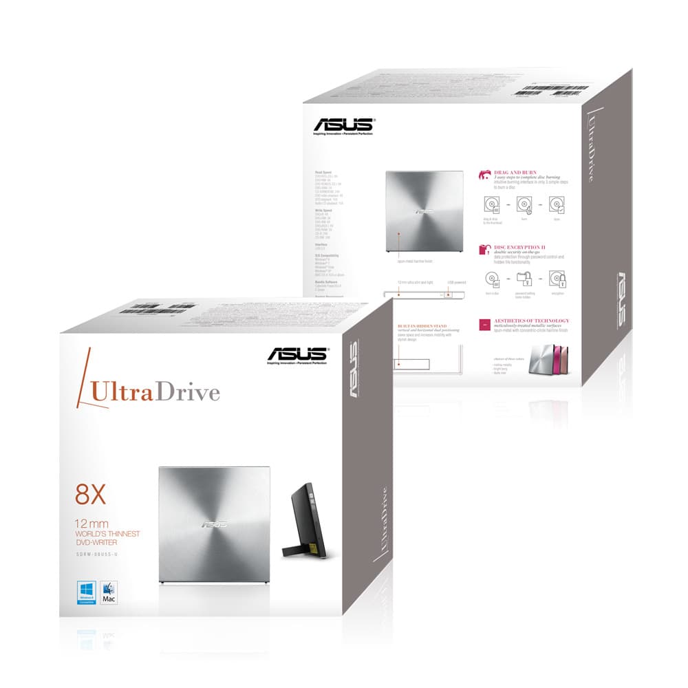 Asus SDRW-08U5S-U UltraDrive 8x U2 "90DD0112-M29000" — miniatură