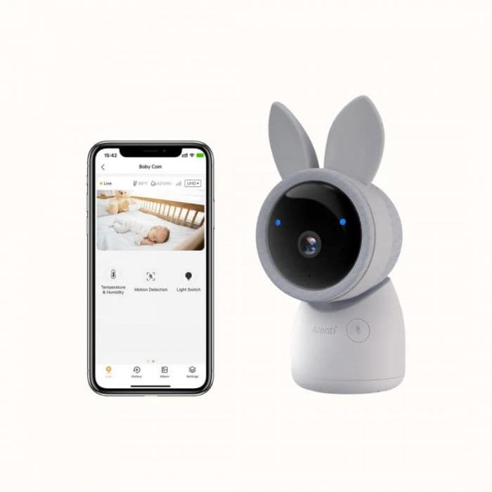 Camera supraveghere bebelusi Arenti, 2K, 3MP, zoom 4X, mini, wireless, microSD max 256GB, detectie miscare si sunet, senzor temp si umiditate, lumina veghe, audio bidirectional, IR 8m, "AInanny-cam"