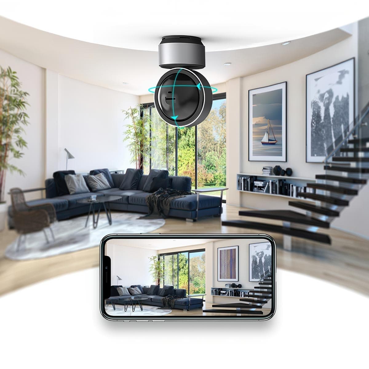 Camera supraveghere Arenti, 2.5K, 5 MP, mini, wireless, card Micro-SD max 128 GB, interior, detectie miscare si sunet, night vision 10m, audio bidirectional, pan, tilt, zoom, "DOME1F" — miniatură