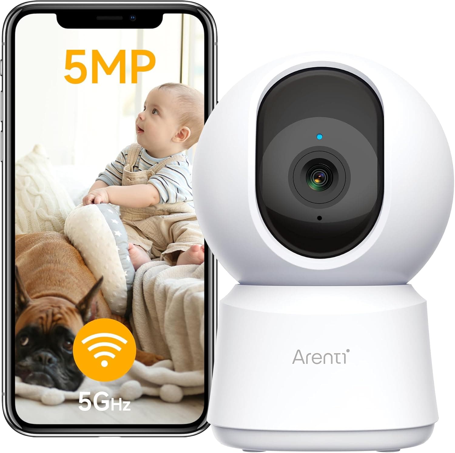 Camera supraveghere Arenti, 3K, 5 MP, mini, wireless 2.4 GHz, 5 GHz, night vision 10m, audio bidirectional, compatibil Alexa si Google Assistant, 355grade pan si tilt, "P2F" — miniatură