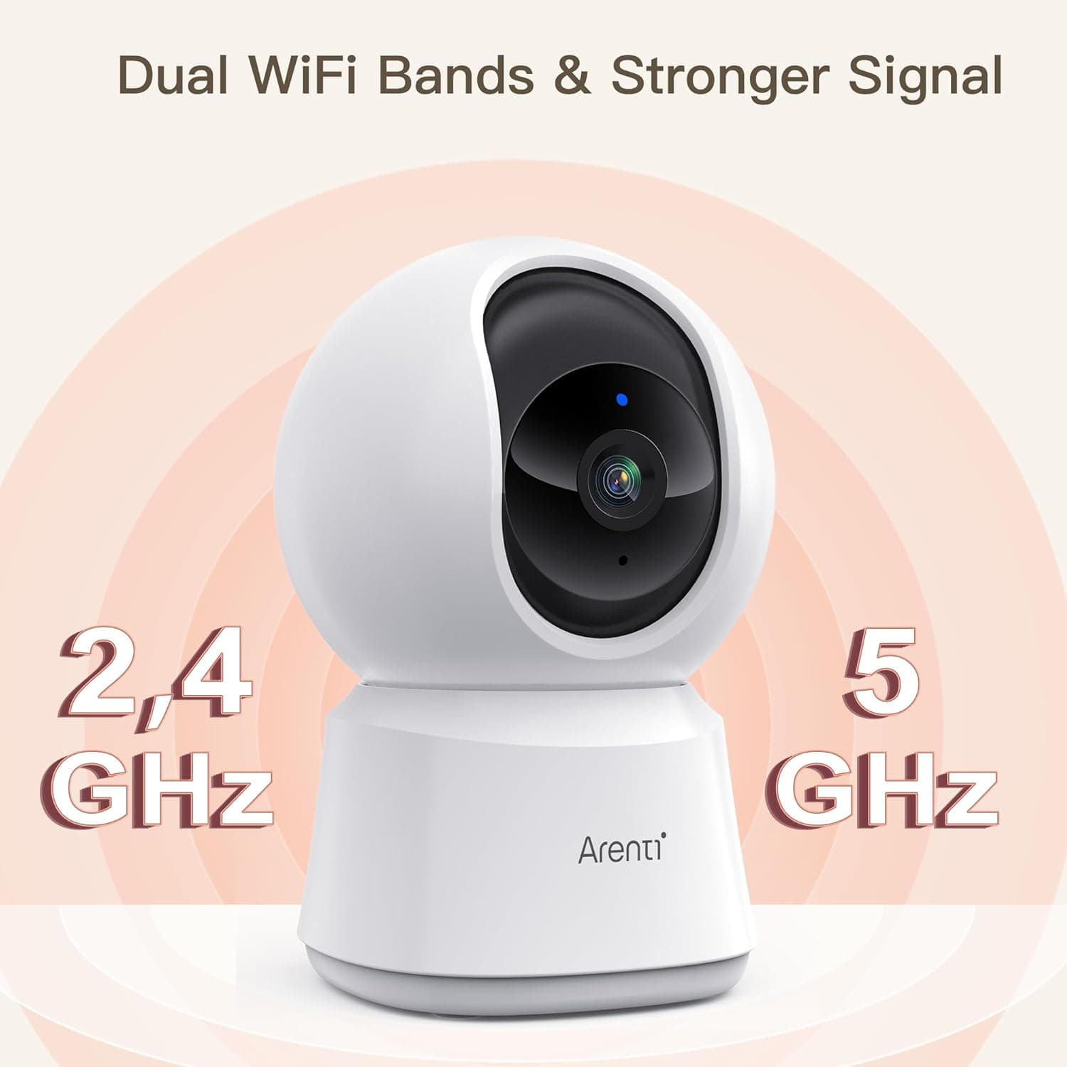 Camera supraveghere Arenti, 3K, 5 MP, mini, wireless 2.4 GHz, 5 GHz, night vision 10m, audio bidirectional, compatibil Alexa si Google Assistant, 355grade pan si tilt, "P2F"