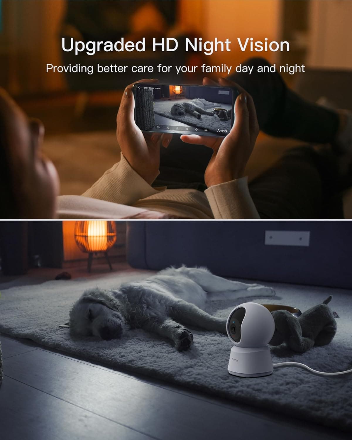 Camera supraveghere Arenti, 3K, 5 MP, mini, wireless 2.4 GHz, 5 GHz, night vision 10m, audio bidirectional, compatibil Alexa si Google Assistant, 355grade pan si tilt, "P2F" — miniatură