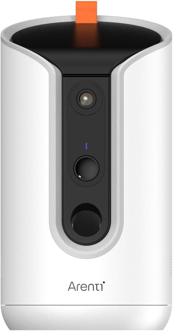 Camera supraveghere Arenti, 2K, 3MP, pentru animale de casa, cu dispenser de boabe, wireless 2.4/5 GHz, microSD max 256GB, detectie miscare si latrat, night vision 10m, audio bidirectional, pan si tilt, "PETCAM1T"