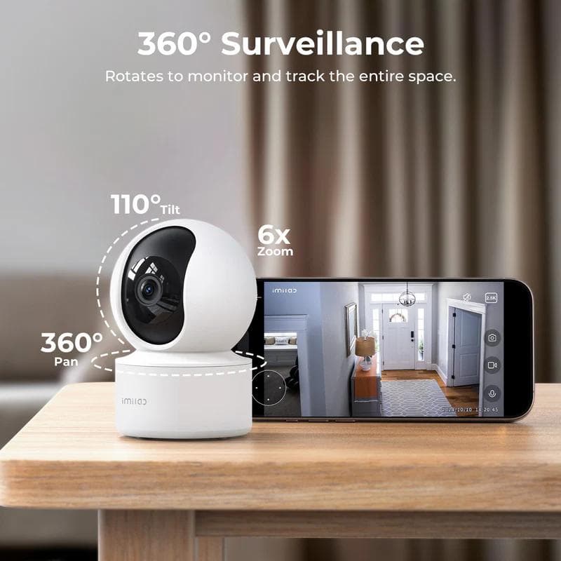 CAMERA IP indoor Imilab, supraveghere 360 grade, 2.5K, 2048x1080, dist. IR 30 m, 3 Mpx, wireless, microfon, carcasa plastic, slot SD card da, "C21" — miniatură