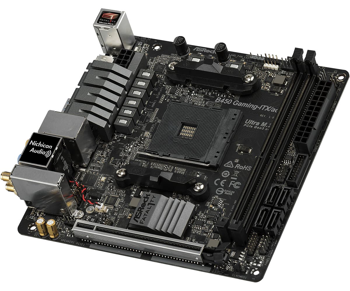 Placa de baza MB AMD AM4 ASROCK B450 Gaming-ITX/AC "90-MXB870-A0UAYZ" — miniatură