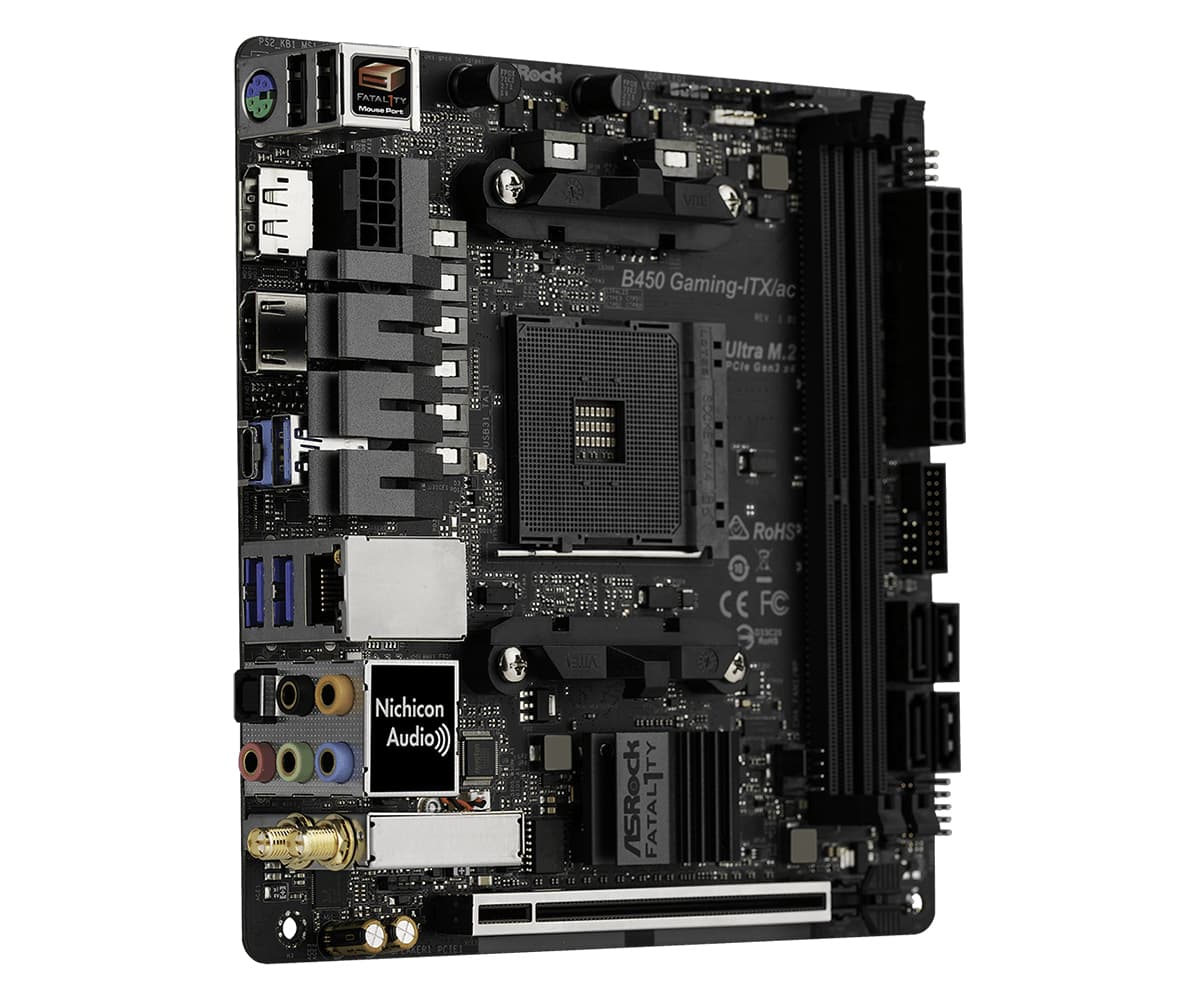 Placa de baza MB AMD AM4 ASROCK B450 Gaming-ITX/AC "90-MXB870-A0UAYZ" — miniatură