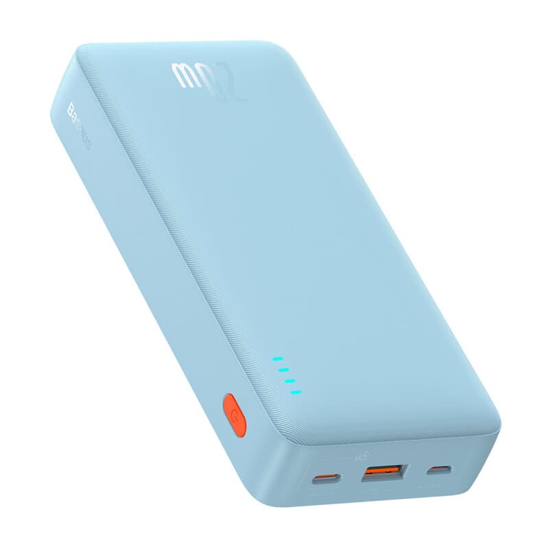 POWER BANK Baseus Airpow, 20000mAh, 20W, 1 x USB; 1 x USB Type-C input/output, total 3A, include cablu USB la USB Type-C de 50cm, albastru, "P10022804313-00" - 6932172648695 — miniatură