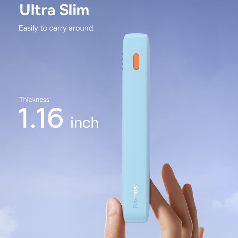 POWER BANK Baseus Airpow, 20000mAh, 20W, 1 x USB; 1 x USB Type-C input/output, total 3A, include cablu USB la USB Type-C de 50cm, albastru, "P10022804313-00" - 6932172648695 — miniatură