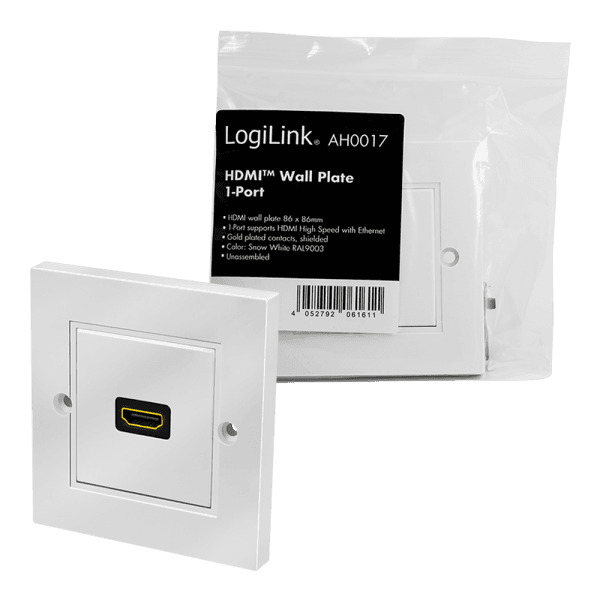 PRIZA de perete LOGILINK, HDMI x 1, cupla (M/M), alb, "AH0017" — miniatură