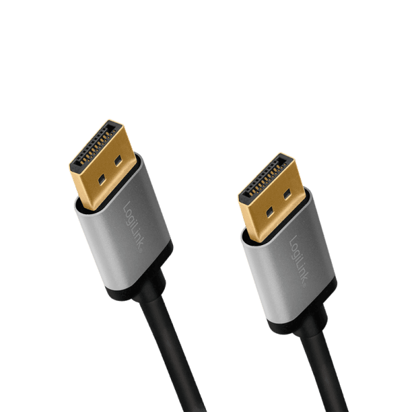 CABLU video LOGILINK, DisplayPort (T) la DisplayPort (T) 1.2, 5m, conectori auriti, rezolutie maxima 4K (3840 x 2160) la 60 Hz, aluminiu, triplu ecranaj, negru-gri, "CDA0103" — miniatură