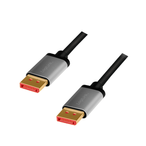 CABLU video LOGILINK, DisplayPort (T) la DisplayPort (T) 1.4, 1m, conectori auriti, rezolutie maxima 8K (7680 x 4320) la 60 Hz, aluminiu, triplu ecranaj, negru-gri, "CDA0104"