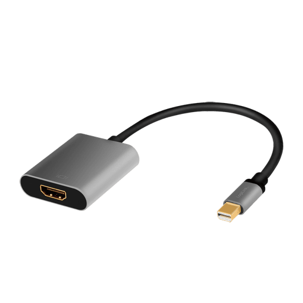 CABLU video LOGILINK, mini DisplayPort (T) 1.2 la HDMI (M), 0.15m, conectori auriti, rezolutie maxima 4K (3840 x 2160) la 60 Hz, aluminiu, triplu ecranaj, negru-gri, "CDA0110"