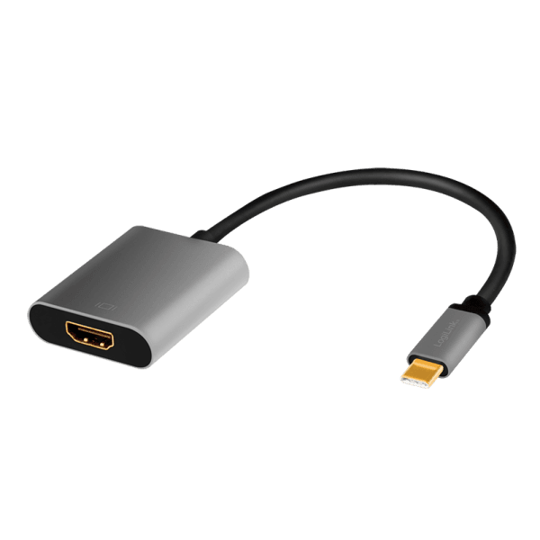 CABLU video LOGILINK, adaptor USB 3.1 Type-C (T) la HDMI (T), 1.8m, rezolutie maxima 4K UHD (3840 x 2160) la 60 Hz, conectori auriti, aluminiu, dublu ecranaj, negru-gri, "CUA0103" — miniatură