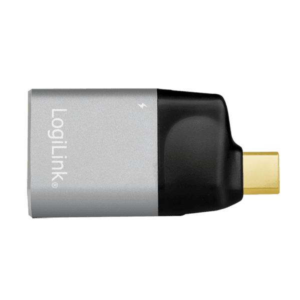CABLU video LOGILINK, adaptor USB 3.1 Type-C (T) la HDMI (M) + USB-C (M), rezolutie maxima 4K UHD (3840 x 2160) la 60 Hz, conectori auriti, aluminiu, ecranaj, negru-gri, "CUA0203" — miniatură
