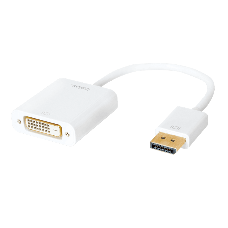 CABLU video LOGILINK, adaptor DisplayPort (T) 1.1 la DVI-D DL (M), 0.15m, conectori auriti, rezolutie maxima Full HD (2560 x 1600) la 60 Hz, plastic, dublu ecranaj, alb, "CV0058B"