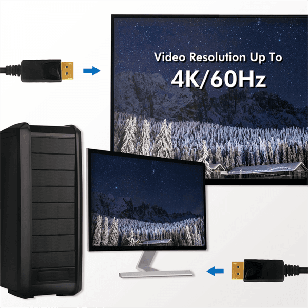 CABLU video LOGILINK, DisplayPort (T) la DisplayPort (T) 1.2, 5m, conectori auriti, rezolutie maxima 4K (3840 x 2160) la 60 Hz, plastic, triplu ecranaj, negru, "CV0074" — miniatură