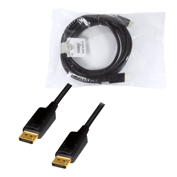CABLU video LOGILINK, DisplayPort (T) la DisplayPort (T) 1.2, 5m, conectori auriti, rezolutie maxima 4K (3840 x 2160) la 60 Hz, plastic, triplu ecranaj, negru, "CV0074" — miniatură