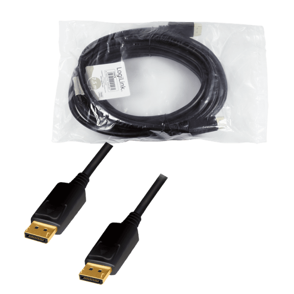 CABLU video LOGILINK, DisplayPort (T) la DisplayPort (T) 1.2, 7.5m, conectori auriti, rezolutie maxima 4K (3840 x 2160) la 60 Hz, plastic, triplu ecranaj, negru, "CV0076" — miniatură