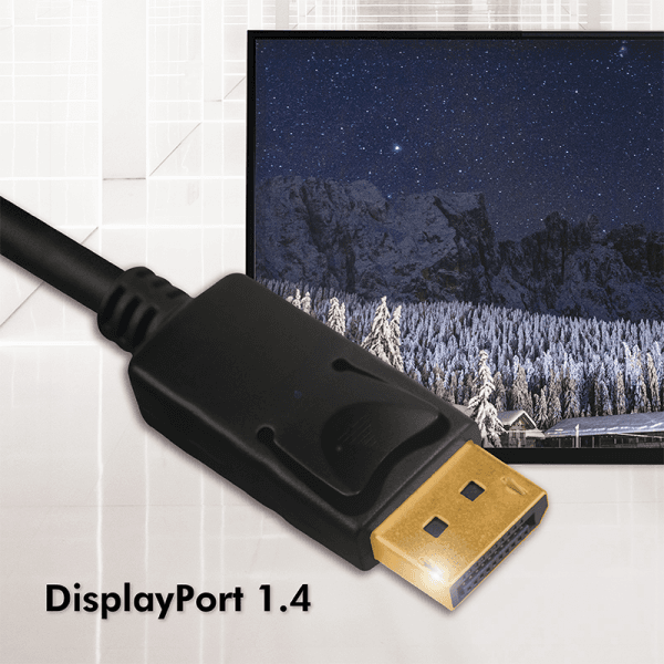 CABLU video LOGILINK, DisplayPort (T) la DisplayPort (T) 1.4, 3m, conectori auriti, rezolutie maxima 8K (7680 x 4320) la 60 Hz, plastic, triplu ecranaj, negru, "CV0121" — miniatură