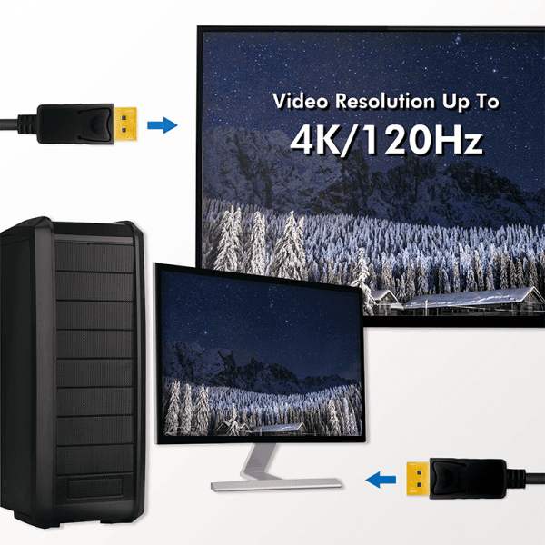 CABLU video LOGILINK, DisplayPort (T) la DisplayPort (T) 1.4, 3m, conectori auriti, rezolutie maxima 8K (7680 x 4320) la 60 Hz, plastic, triplu ecranaj, negru, "CV0121" — miniatură