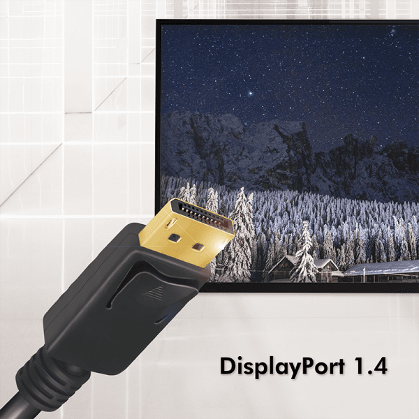 CABLU video LOGILINK, DisplayPort (T) la DisplayPort (T) 1.4, 5m, conectori auriti, rezolutie maxima 8K (7680 x 4320) la 60 Hz, plastic, triplu ecranaj, negru, "CV0139" — miniatură