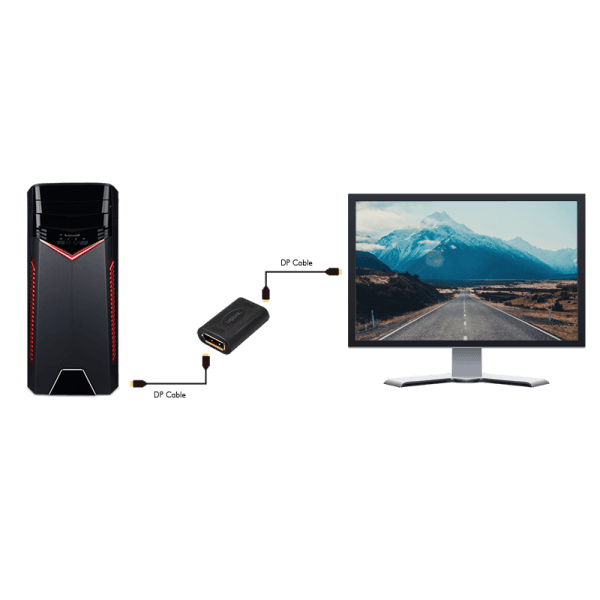ADAPTOR video LOGILINK, DisplayPort (M) la DisplayPort (M), conectori auriti, rezolutie maxima 8K (7680 x 4320) la 60 Hz, plastic, alb, "CV0145" — miniatură
