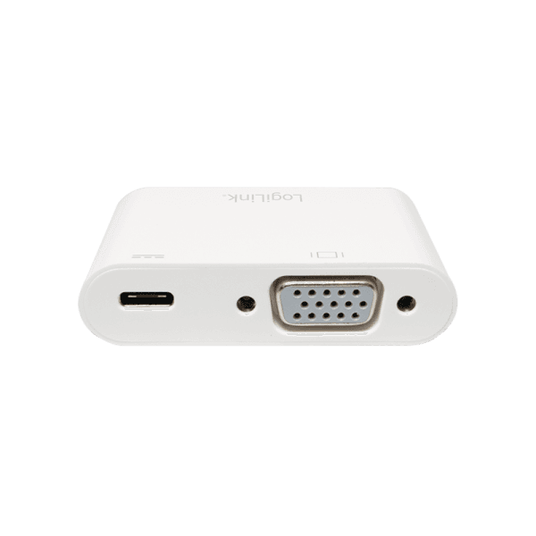 CABLU video LOGILINK, adaptor USB-C (T) la VGA (M) + USB-C (M), 0.14m, conectori nichelati, rezolutie maxima Full HD (1920 x 1200) la 60 Hz, plastic, dublu ecranat, alb, "UA0259" — miniatură