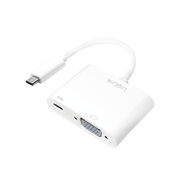 CABLU video LOGILINK, adaptor USB-C (T) la VGA (M) + USB-C (M), 0.14m, conectori nichelati, rezolutie maxima Full HD (1920 x 1200) la 60 Hz, plastic, dublu ecranat, alb, "UA0259"