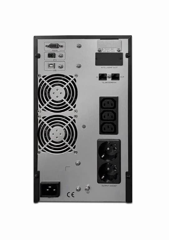 UPS GEMBIRD Online cu Sinusoida Pura, tower, 3000VA/ 2700W, AVR, 3 x socket IEC + 2 x Schuko, display LCD, 6 x baterie 12V/9Ah, con. USB, dubla conversie, "EG-UPSO-3000" — miniatură