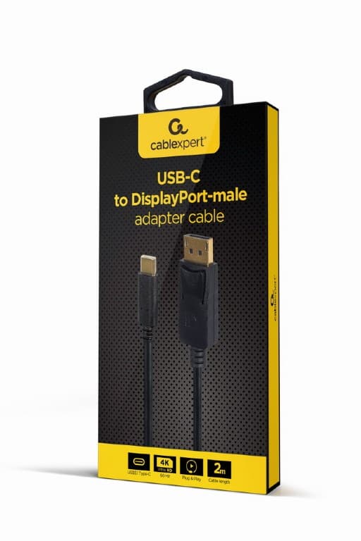 CABLU video GEMBIRD, adaptor USB 3.1 Type-C (T) la DisplayPort (T), 2m, rezolutie maxima 4K UHD (3840 x 2160) la 60 Hz, negru, "A-CM-DPM-01" — miniatură